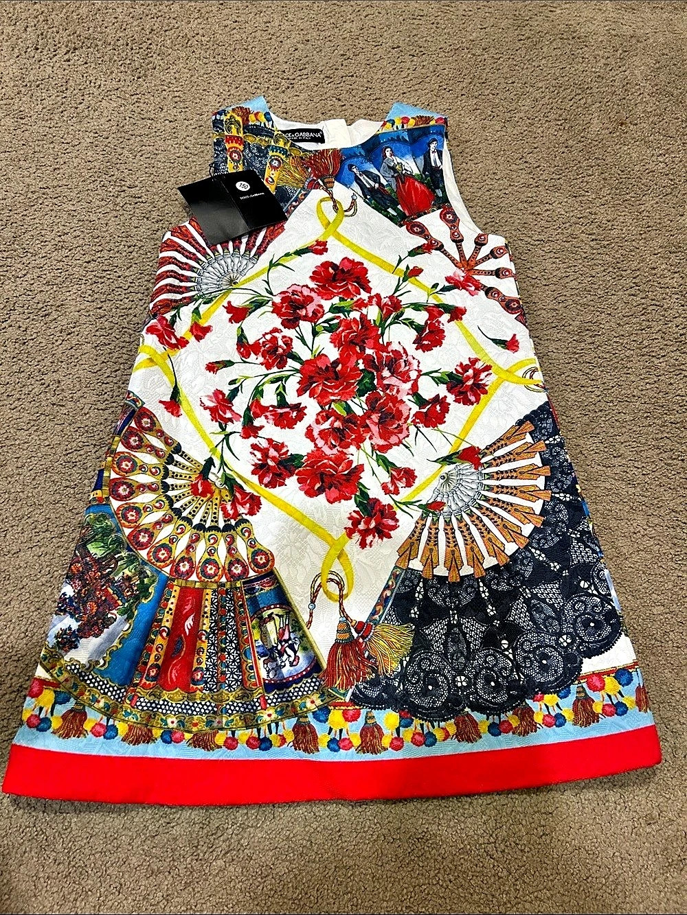 Dolce & Gabbana Girls Majolica Fan Print Bomber Jacket and Dress Set Dress Set